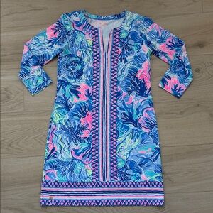 Lilly Pulitzer Blue Pink Green Shift Dress with Nautical Print